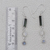 Rainbow Moonstone & Tourmaline Silver Earring Jewelry