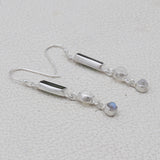 Rainbow Moonstone & Tourmaline Silver Earring Jewelry