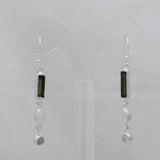 Rainbow Moonstone & Tourmaline Silver Earring Jewelry