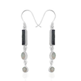 Rainbow Moonstone & Tourmaline Silver Earring Jewelry