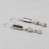 Rainbow Moonstone & Tourmaline Silver Earring Jewelry