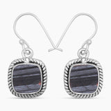 Raw Shungite Silver Earrings