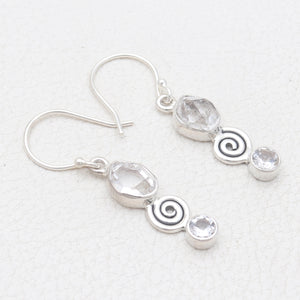 925 Silver Herkimer Quartz Earrings