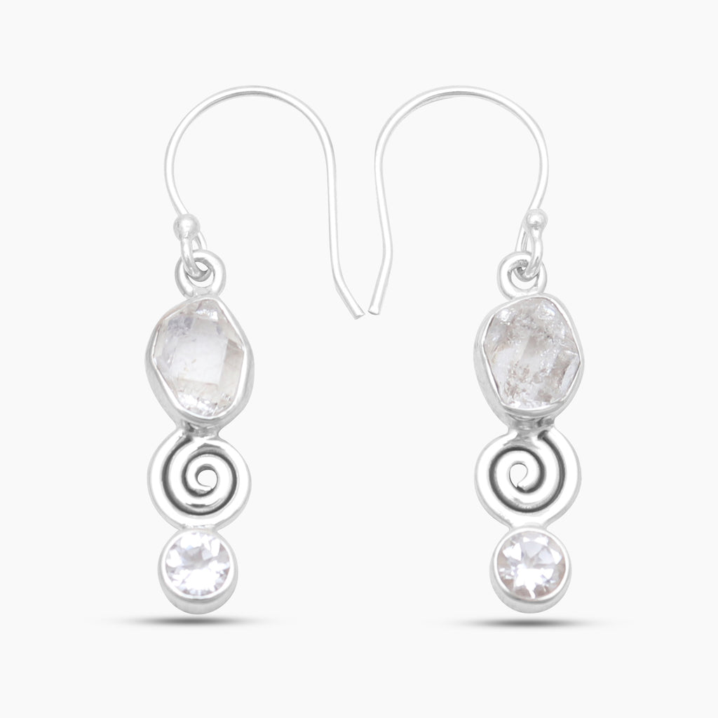 925 Silver Herkimer Quartz Earrings