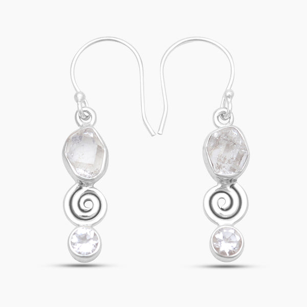 925 Silver Herkimer Quartz Earrings