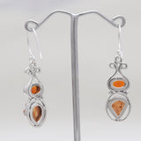 Natural Carnelian & Fanta Garnet Silver Earrings