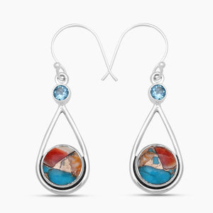 925 Silver Turquoise Spiny Oyster Earrings