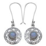 Rainbow Moonstone Silver Earrings