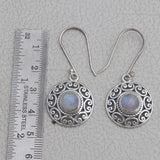 Rainbow Moonstone Silver Earrings