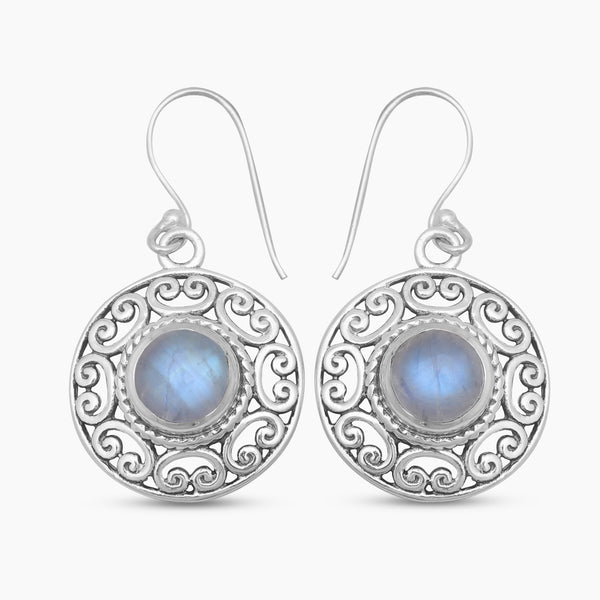 925 Sterling Silver Rainbow Moonstone Earrings