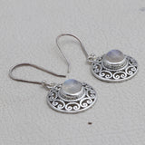 Rainbow Moonstone Silver Earrings