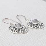 Rainbow Moonstone Silver Earrings