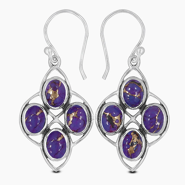 Purple Turquoise Silver Earrings