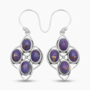 Purple Turquoise Silver Earrings