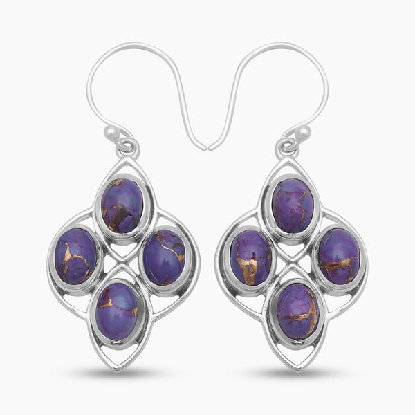 Purple Turquoise Silver Earrings