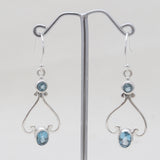 925 Sterling Silver Blue Topaz Dangle Earrings