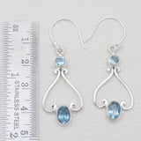 925 Sterling Silver Blue Topaz Dangle Earrings