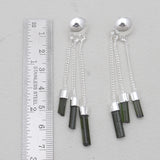 Green Tourmaline Silver Dangle Earrings