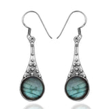 Natural Labradorite Silver Earrings