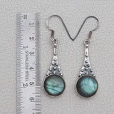 Natural Labradorite Silver Earrings