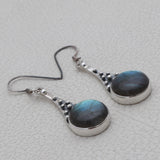 Natural Labradorite Silver Earrings