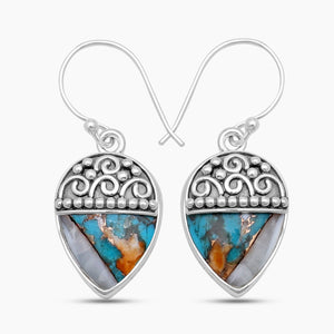 925 Sterling Silver Spiny Oyster Turquoise Earrings