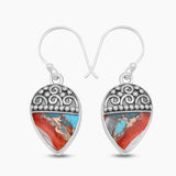 925 Sterling Silver Spiny Oyster Turquoise Earrings