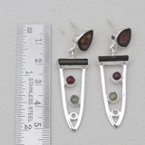 Multicolor Watermelon Tourmaline Silver Earrings