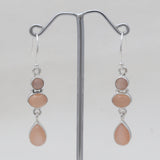 925 Sterling Silver Pink Moonstone Earrings