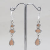 925 Sterling Silver Pink Moonstone Earrings