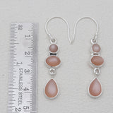 925 Sterling Silver Pink Moonstone Earrings