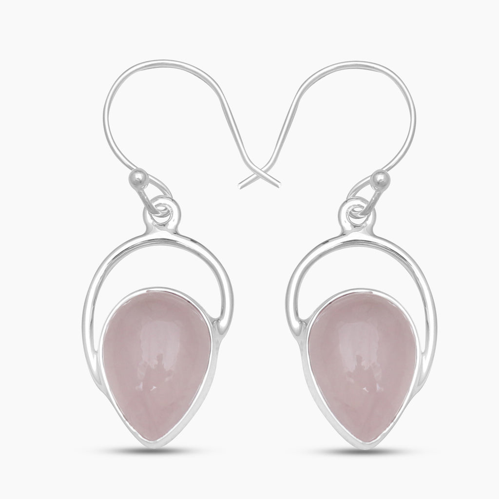 925 Silver Rose Quartz Earrings
