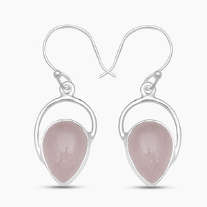925 Silver Rose Quartz Earrings