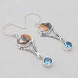 Turquoise Spiny Oyster Silver Designer Earrings