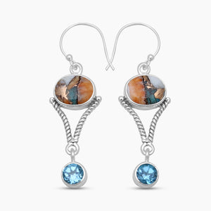 Turquoise Spiny Oyster Silver Designer Earrings