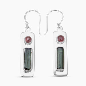 Green Tourmaline Silver Earrings