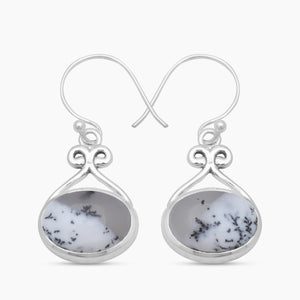 925 Silver Dendritic Opal Earrings