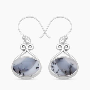 925 Silver Dendritic Opal Earrings