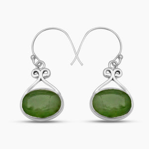925 Silver Nephrite Jade Earrings