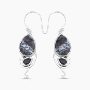 Dendritic Opal Silver Earrings