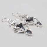 Shark Tooth & Mystic Quartz Silver Earrings