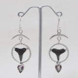 Shark Tooth & Mystic Quartz Silver Earrings