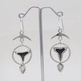 Shark Tooth & Mystic Quartz Silver Earrings