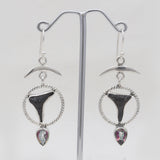 Shark Tooth & Mystic Quartz Silver Earrings