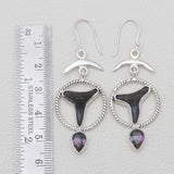 Shark Tooth & Mystic Quartz Silver Earrings