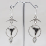 Shark Tooth & Mystic Quartz Silver Earrings
