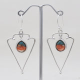 Turquoise Spiny Oyster Silver Dangle Earrings