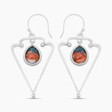 Turquoise Spiny Oyster Silver Dangle Earrings