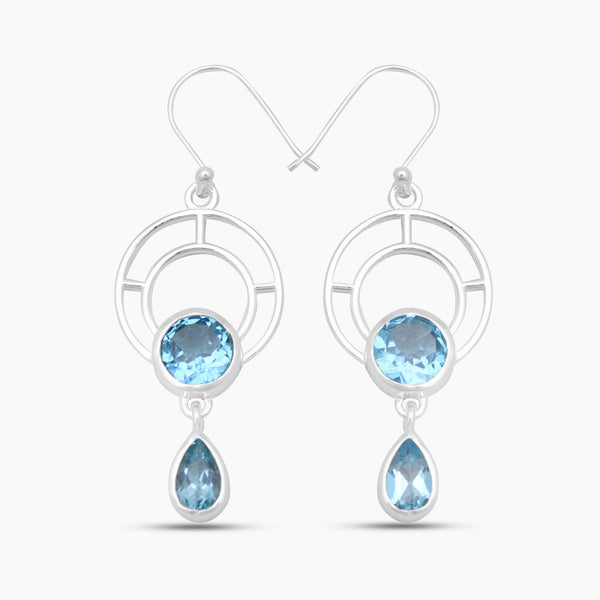 925 Sterling Silver Blue Topaz Earrings