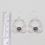 Red Garnet Silver Earrings